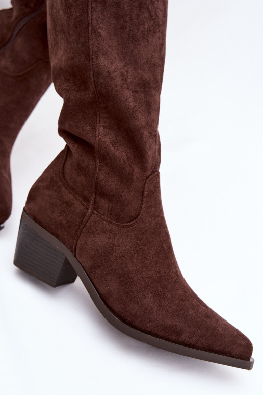 dlouhé boty kovbojský styl  Czekoladowe Jazelle