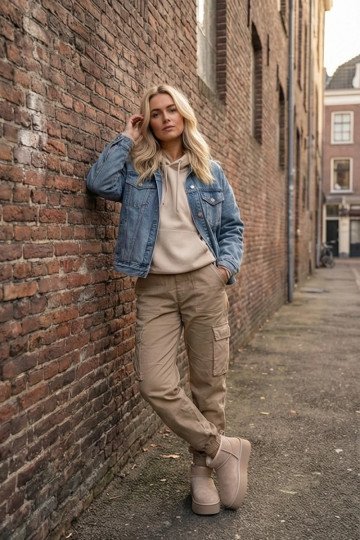 Sněhule  Z Naturalnego Zamszu béžové Mairene