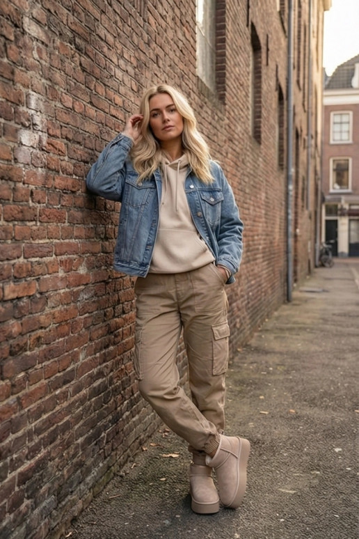 Sněhule  Z Naturalnego Zamszu béžové Mairene