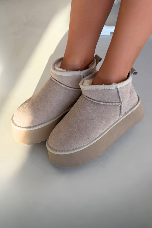 Sněhule  Z Naturalnego Zamszu béžové Mairene