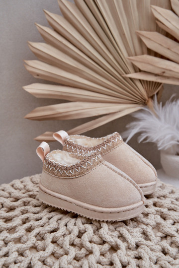 Sněhule Dřeváky Dětské s platformou zateplené s kožešinou uvnitř slonová kost Vilabria