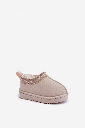 Sněhule Dřeváky Dětské s platformou zateplené s kožešinou uvnitř slonová kost Vilabria 2