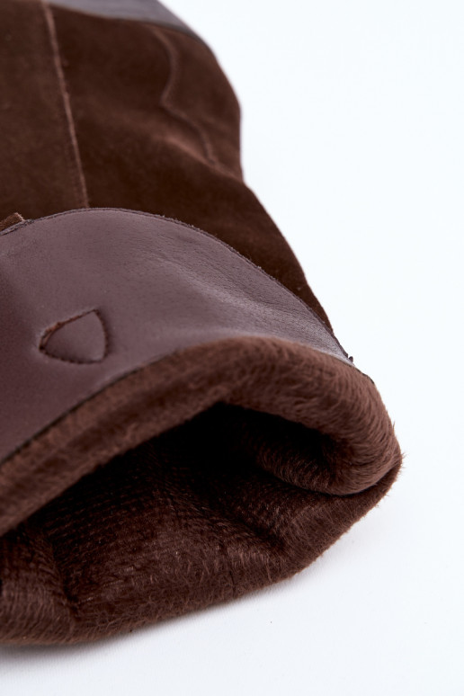  ze semiše dlouhé boty kovbojský styl  zateplené Czekoladowe Urselle