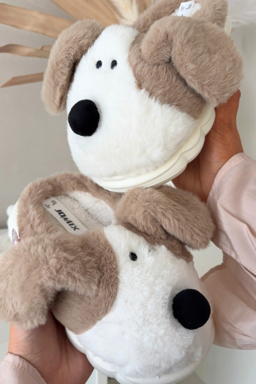 Dětské  Pantofle Štěňátka béžové Farnise