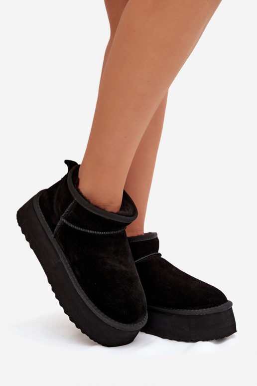 Sněhule  Z Naturalnego Zamszu Černé Mairene