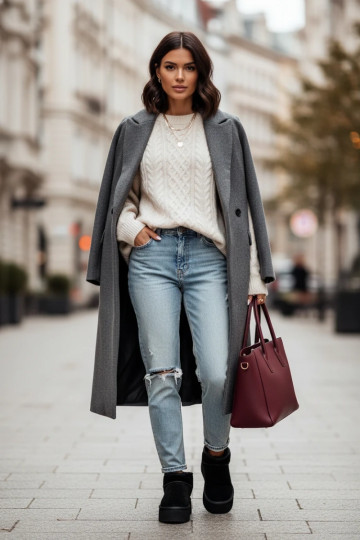 Sněhule  Z Naturalnego Zamszu Černé Mairene 2