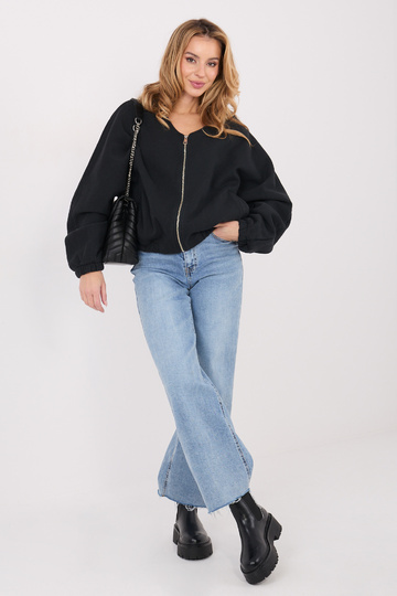 Modrý svetr s kapucí černý 2