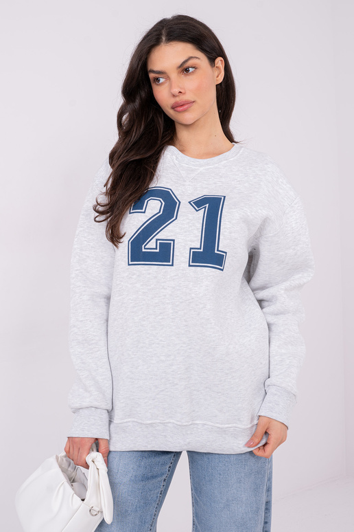 Modrá volnočasová halenka světlá šedá