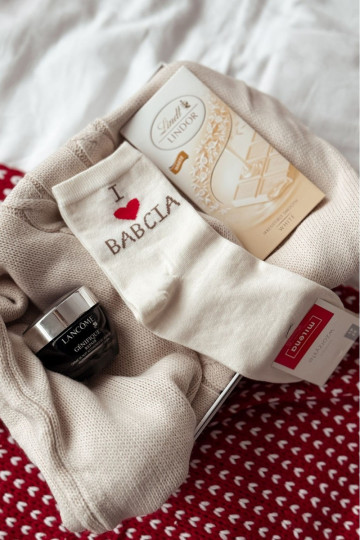 Ponožky  s nápisem I Love Babcia slonová kost