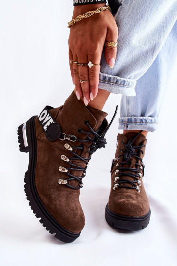 ze semiše zateplené Dřeváky s popruhy tmavě hnědá Aurelio 2