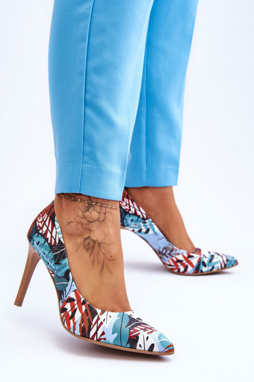   Boty na vysokém podpatku  Shoes 2659 zelené-modrá