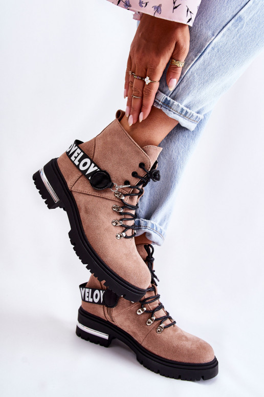 ze semiše zateplené Dřeváky s popruhy hnědá Aurelio