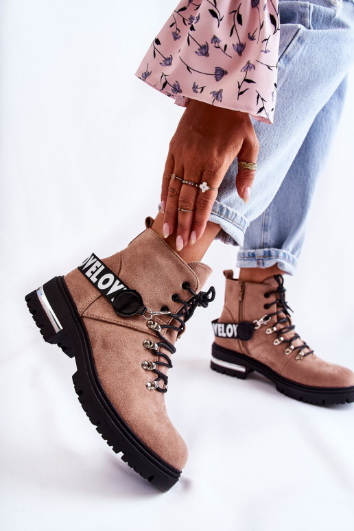 ze semiše zateplené Dřeváky s popruhy hnědá Aurelio