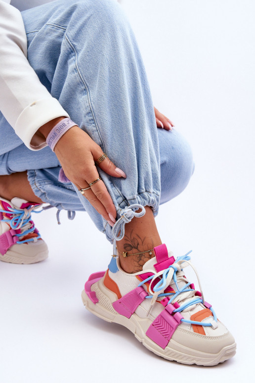  Módní tenisky se šněrováním béžové-růžová Chillout!