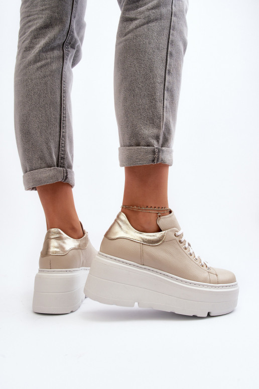 Zazoo 10165 tenisky  s platformou béžové