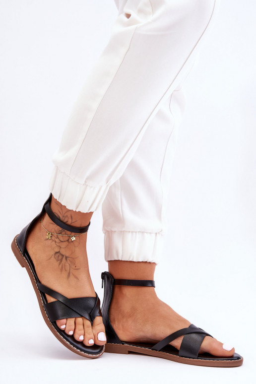  Ploché sandály   Černé Rise Up!