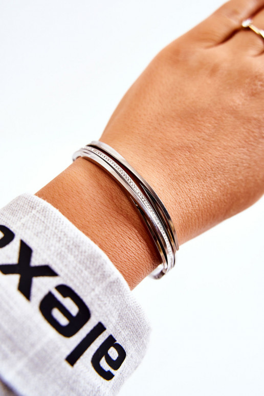 Náramek  s třpytivými očky stříbrné barvy Myrens