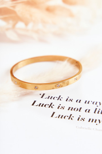 Ocelový náramek s kamínkovými očky zlaté barvy Lauren