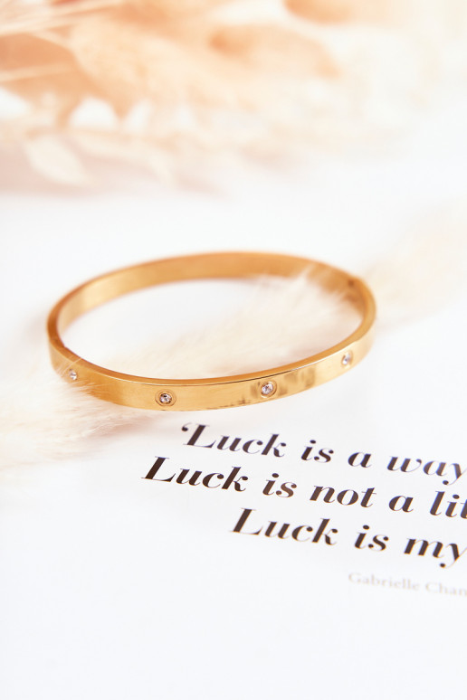 Ocelový náramek s kamínkovými očky zlaté barvy Lauren