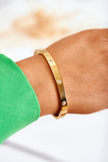 Ocelový náramek s kamínkovými očky zlaté barvy Lauren 2