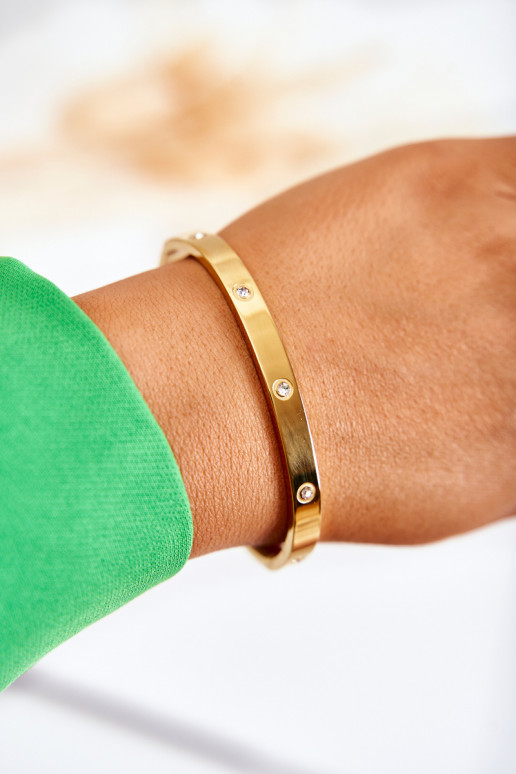 Ocelový náramek s kamínkovými očky zlaté barvy Lauren