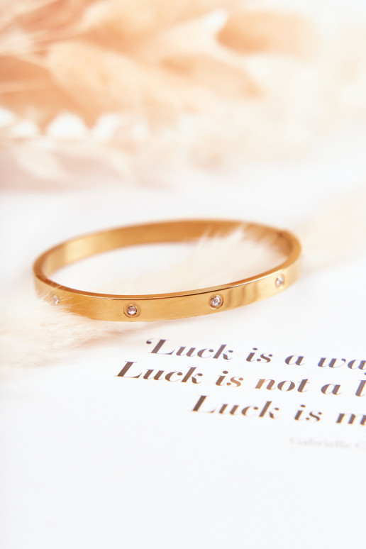 Ocelový náramek s kamínkovými očky zlaté barvy Lauren