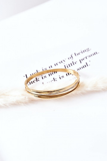 Ocelový náramek s třpytivými očky zlaté barvy 2