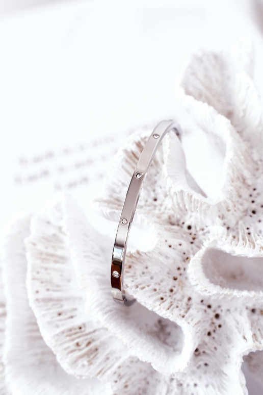 Ocelový náramek s třpytivými očky stříbrné barvy