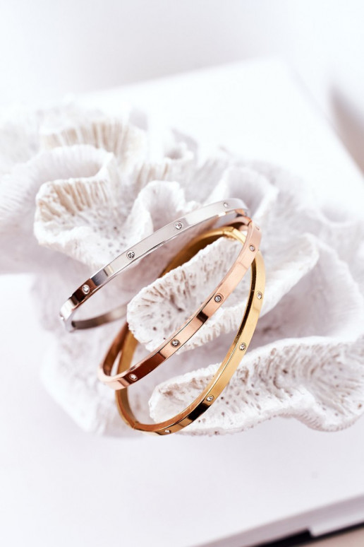 Ocelový náramek s třpytivými očky stříbrné barvy