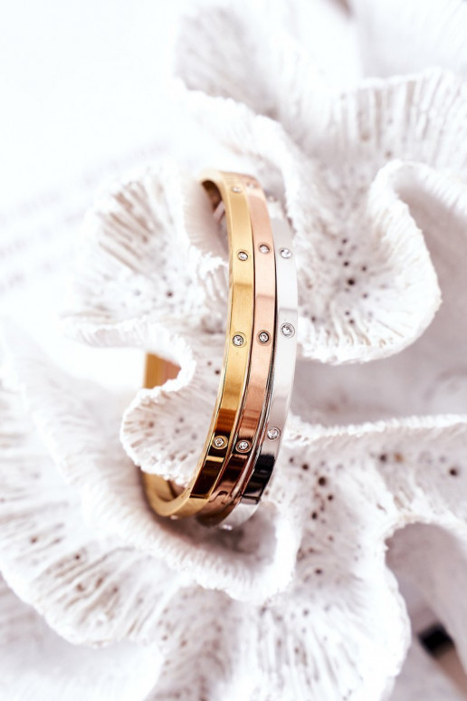 Ocelový náramek s třpytivými očky stříbrné barvy