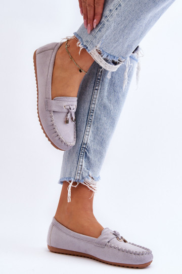 Klasické semišové mokasíny šedá Good Time 2