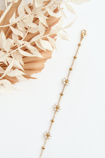  Náramek s bílými květy zlaté barvy 2