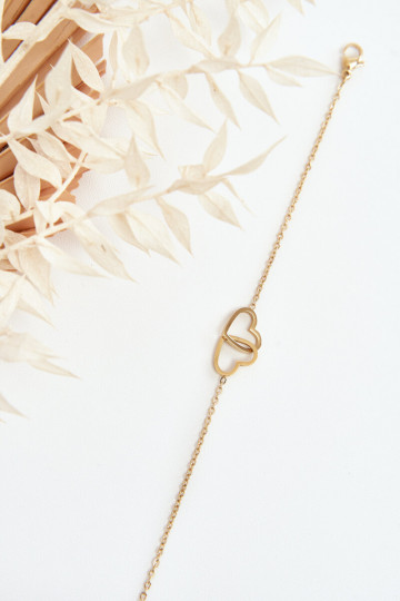 Náramek se srdíčky zlaté barvy 2