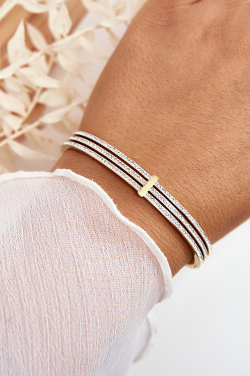 Náramek z nerezové oceli s třpytivými očky zlaté barvy