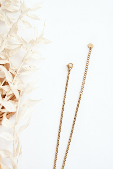 Řetízek na krk s černými květy zlaté barvy 2