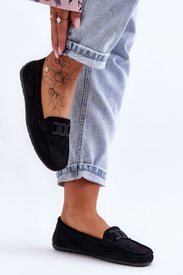   Semišové mokasíny Černé Rabell