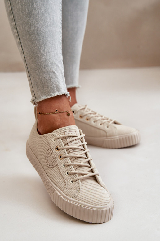 Manšestrové boty Ležérní obuv zateplené Big Star OO274812 Hi-Poly System béžové