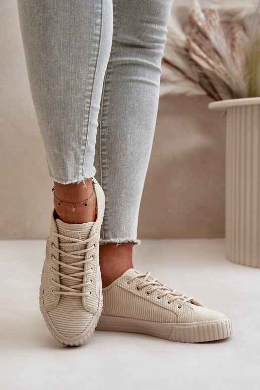 Manšestrové boty Ležérní obuv zateplené Big Star OO274812 Hi-Poly System béžové