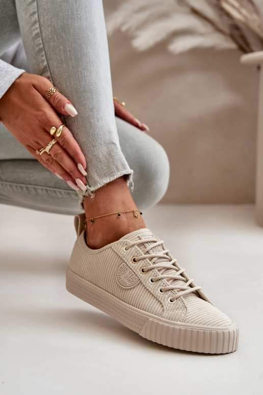 Manšestrové boty Ležérní obuv zateplené Big Star OO274812 Hi-Poly System béžové