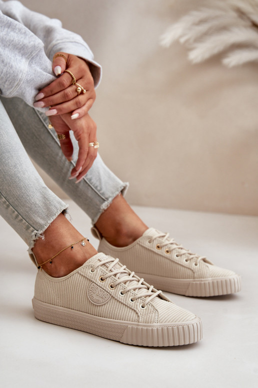 Manšestrové boty Ležérní obuv zateplené Big Star OO274812 Hi-Poly System béžové