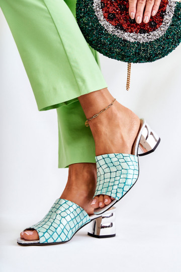 Pantofle   s podpatky světle zelená Perry 2