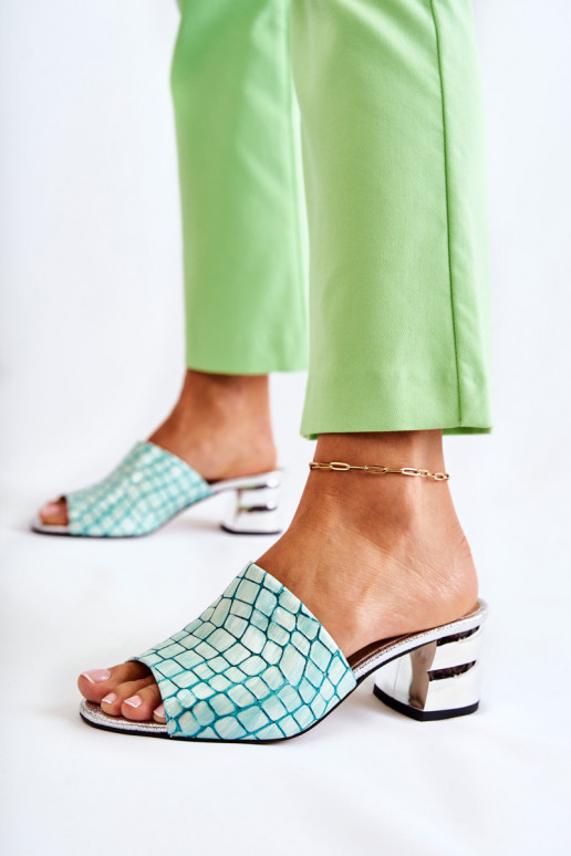 Pantofle   s podpatky světle zelená Perry