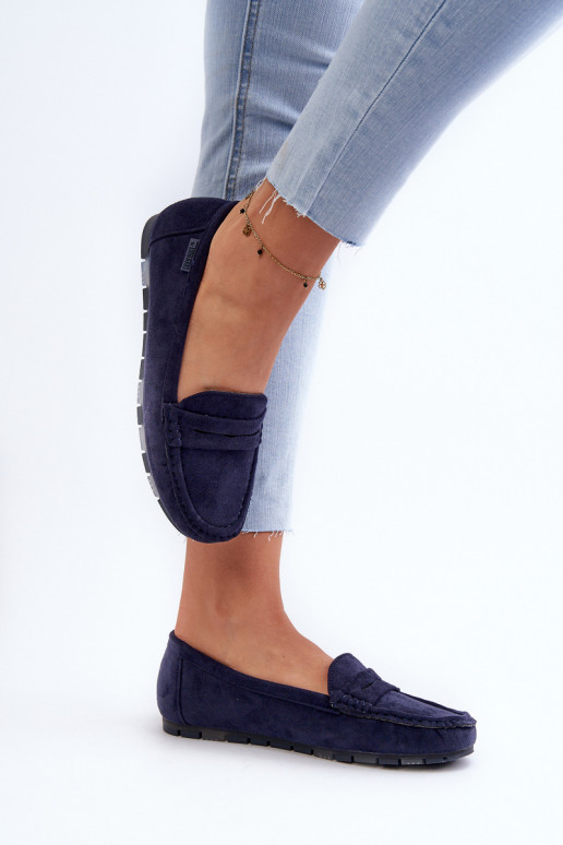 Dámské mokasíny z eko semišeowe Big Star NN274931 Memory Foam System tmavě modrá