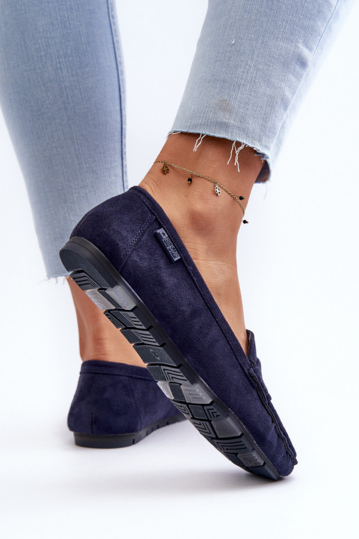 Dámské mokasíny z eko semišeowe Big Star NN274931 Memory Foam System tmavě modrá