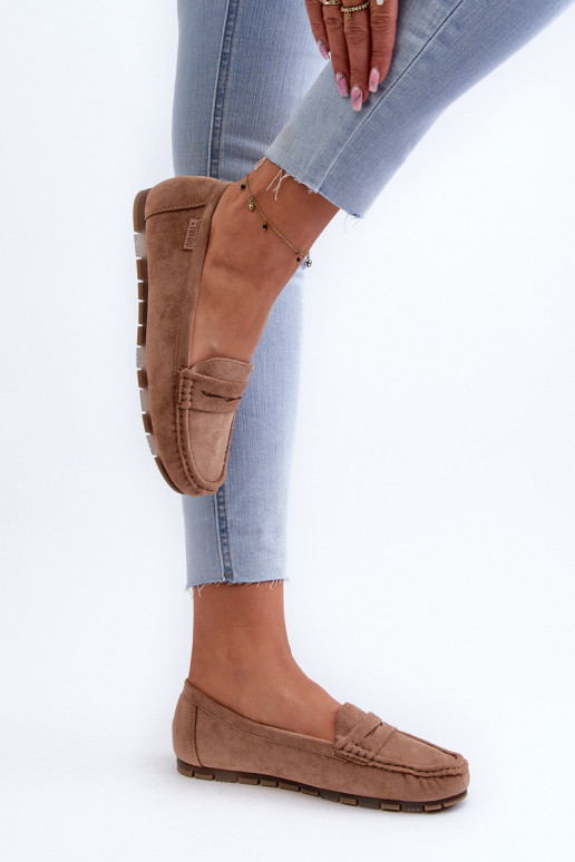 Dámské mokasíny z eko semišeowe Big Star NN274930 Memory Foam System béžové