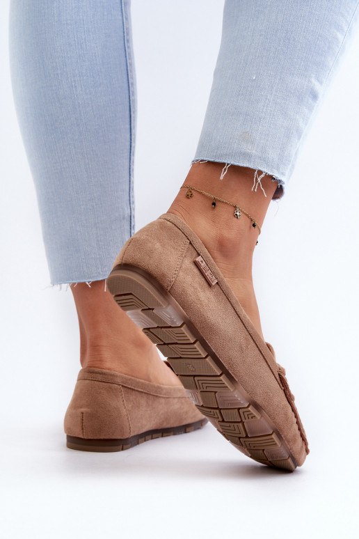 Dámské mokasíny z eko semišeowe Big Star NN274930 Memory Foam System béžové