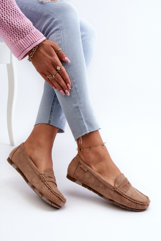 Dámské mokasíny z eko semišeowe Big Star NN274930 Memory Foam System béžové