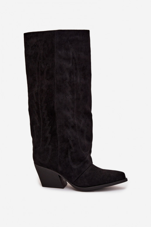 dlouhé boty kovbojský styl   Černé Isalina