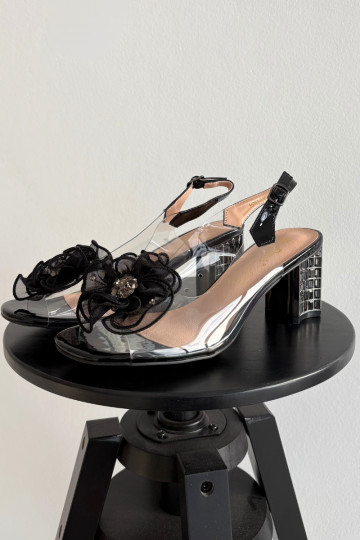 Žabky s podpatky s ornamenty D&A MR52-238 Černé