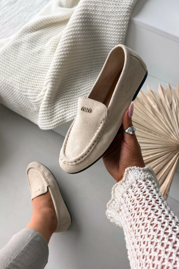 Dámské mokasíny Z m zlaté barvym Detalem béžové Sarivelle